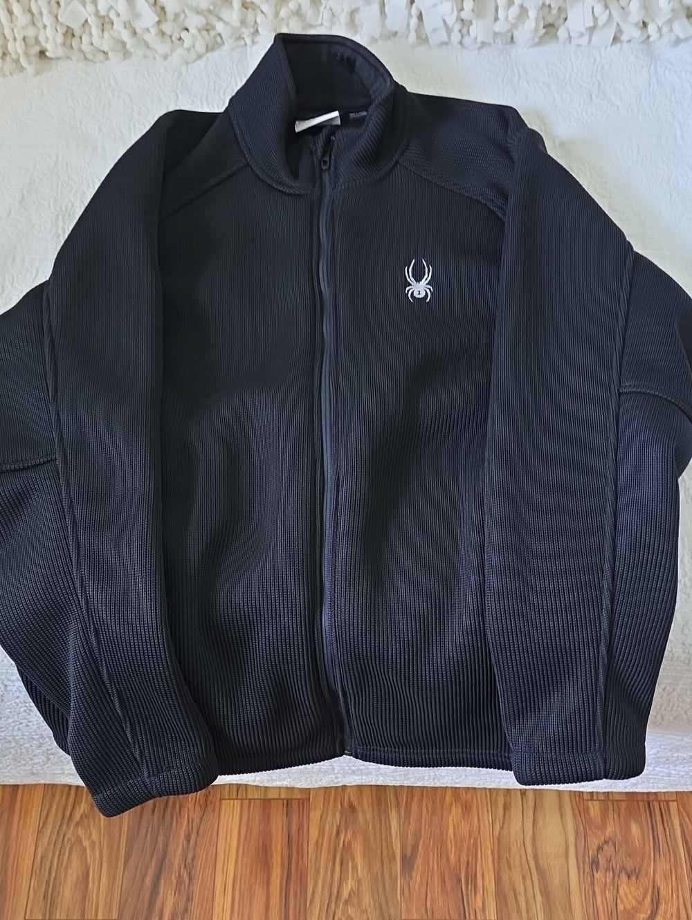 Spyder Black Zip-Up Athletic Jacket with White Logo